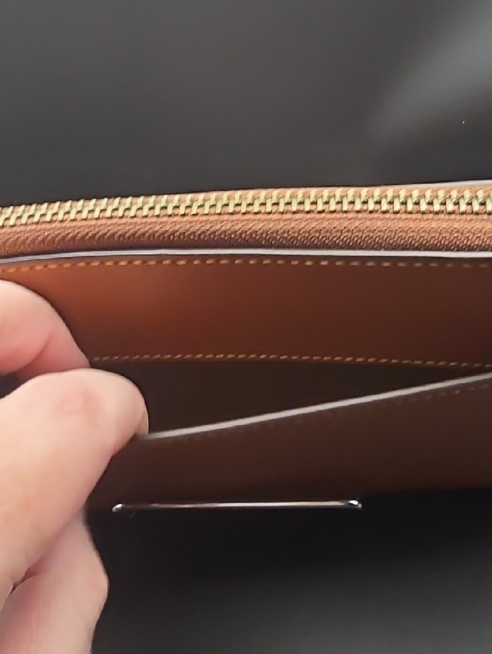 Coach Embossed Leather Zip Wallet in Tan Brown - Picture 5 of 11